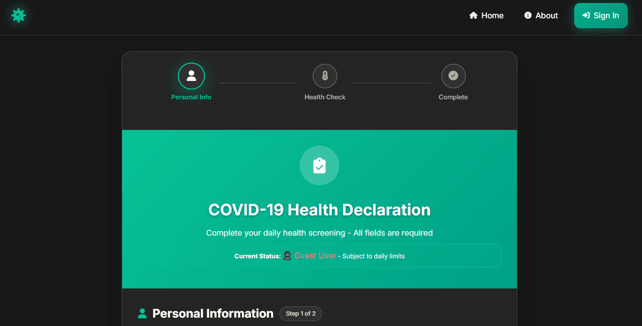 COVID-19 Health Declaration System screenshot 3
