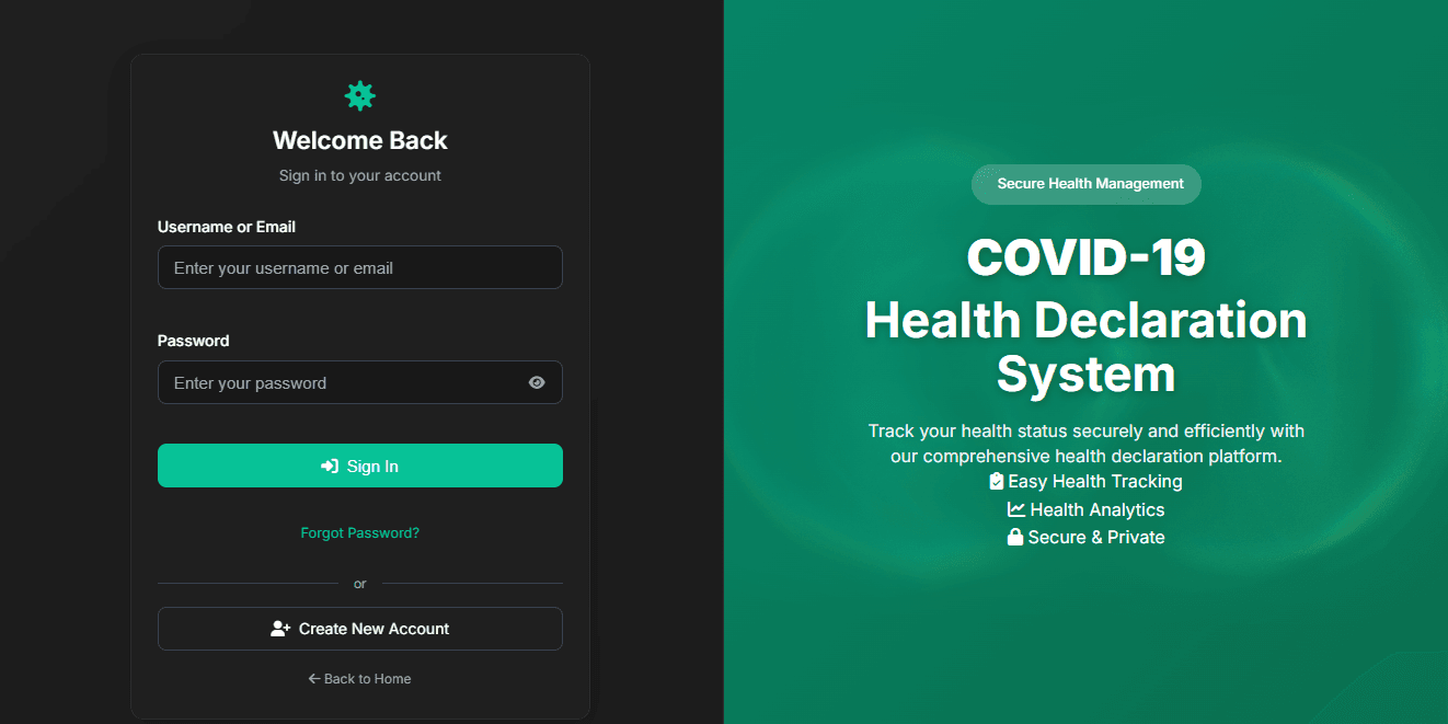 COVID-19 Health Declaration System screenshot 2