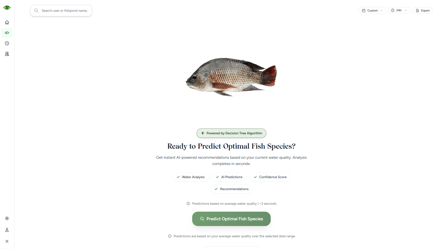 Species prediction page